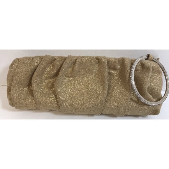 Steve Madden Vintage gold sueded clutch with Rhinestone Wrist Bangle - Picture 1 of 9